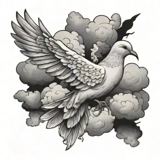 dove with clouds from a girl looking tattoo design idea