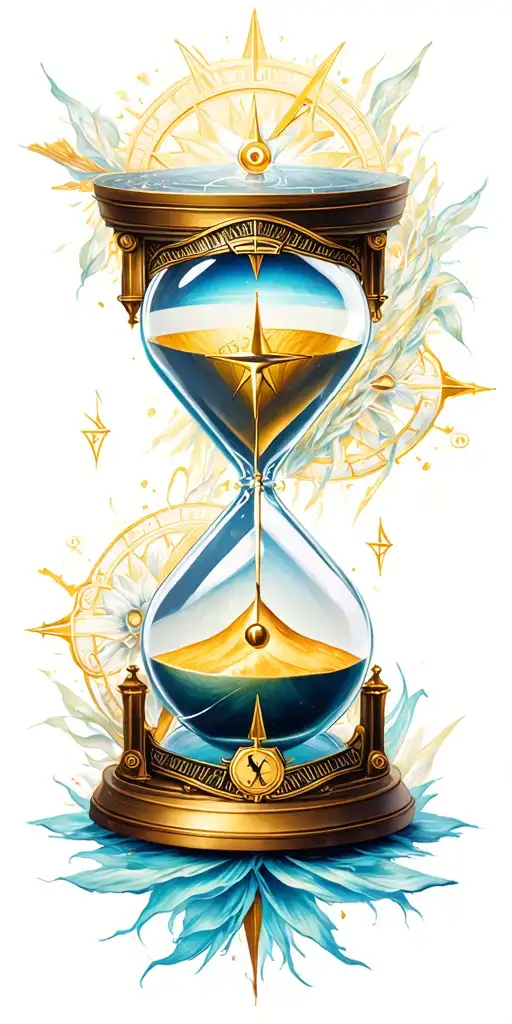 Gemini, compass, faith hourglass combined tattoo design idea