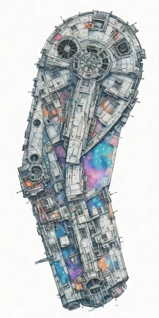 millennium falcon in space tattoo design idea