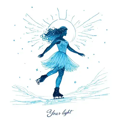 "Your light remains" a shadow ice skater in heaven. tattoo design idea
