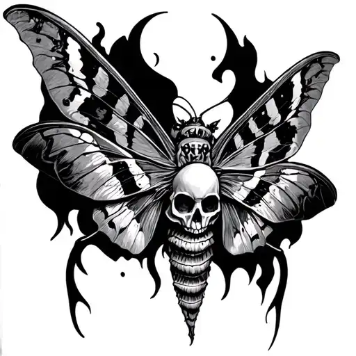 death head moth and cross tattoo tattoo design idea