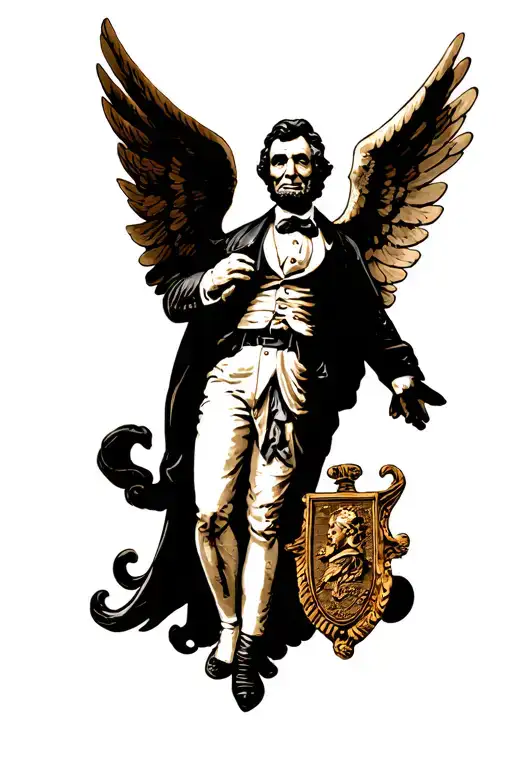 angel and the lincoln emblem tattoo design idea
