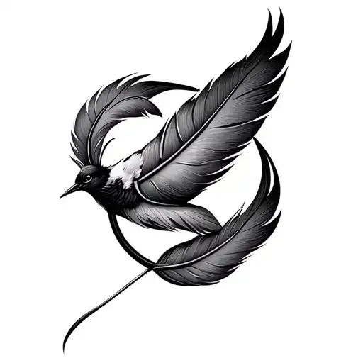 Feather birds symbol infinity symbol intertwined tattoo design idea