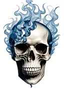 flaming skull with smoke billowing tattoo design idea
