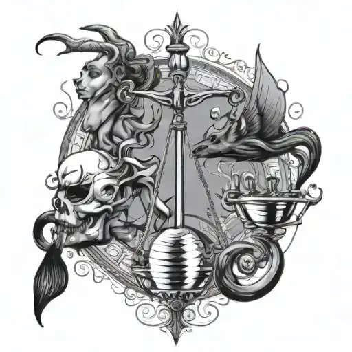 libra, pisces, capricorn zodiac sign tattoo design idea