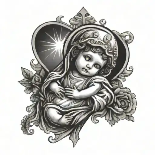 fatima baby Jesus Christ tattoo design idea