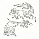 three tiny dragons flying tattoo design idea