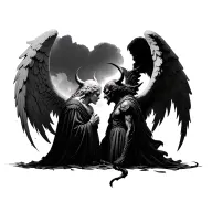 angels vs demon tattoo design idea
