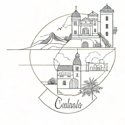 Combine elements of Ecuadorian culture and European architecture in a minimalist tattoo design tattoo design idea