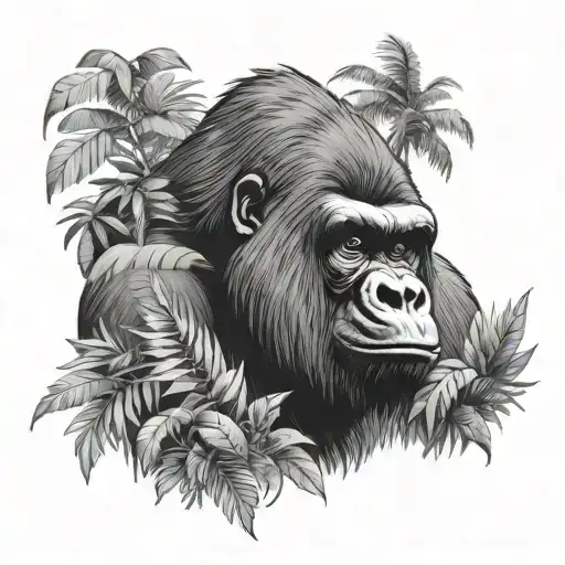 gorilla in the jungle setting tattoo design idea