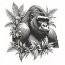 gorilla in the jungle setting tattoo design idea