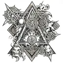 combine the artwork for Def leppard albums pyromania hysteria adrenalize  tattoo design idea