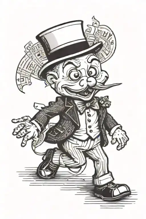 R.I.P Uncle Pennybags wit 100 dollars tattoo design idea