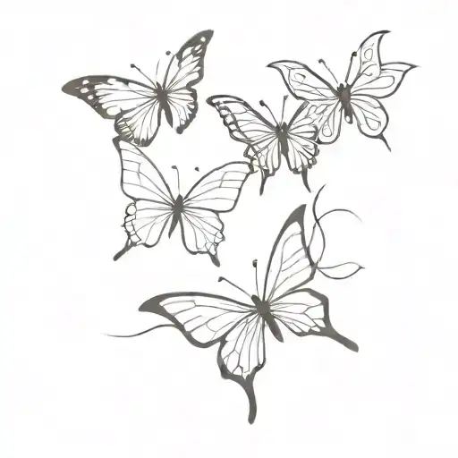 3 butterflys going down rib cage tattoo design idea