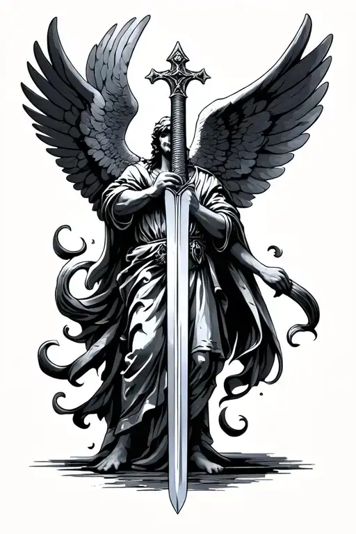 St. Michael archangel , Sword stuck inside tattoo design idea