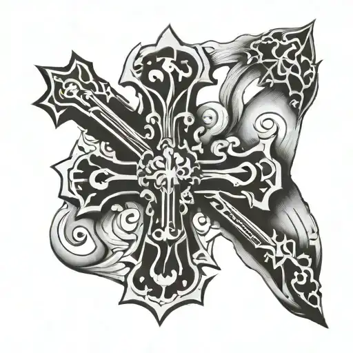 orthodox cross tattoo design idea