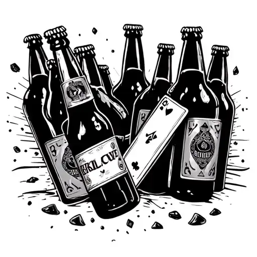 gaming symbols beer bottle tattoo design idea