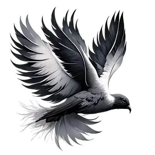 Feather And Dove tattoo design idea
