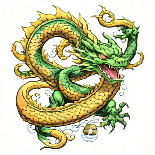 Shenron with the 4 star dragonball z tattoo design idea