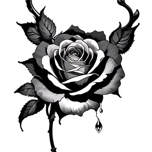 Lucifer's last tear and a rose tattoo design idea