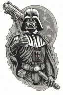 darth vader with luke skywalker lightsaber hilt surrounded tattoo design idea