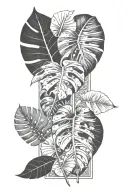 monstera leaf intertwined tattoo design idea