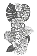monstera leaf intertwined tattoo design idea