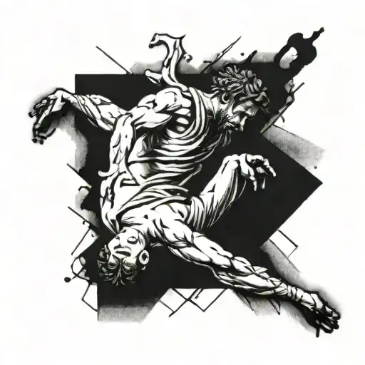 stoics, man falling tattoo design idea