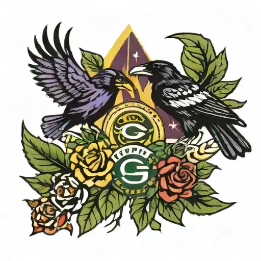 ravens and packers logo combined tattoo design idea