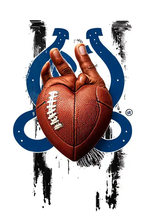 indianapolis colts logo with thumb print heart tattoo design idea