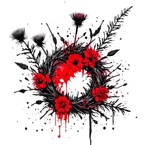 scotish heather and thistle wreath tattoo design idea