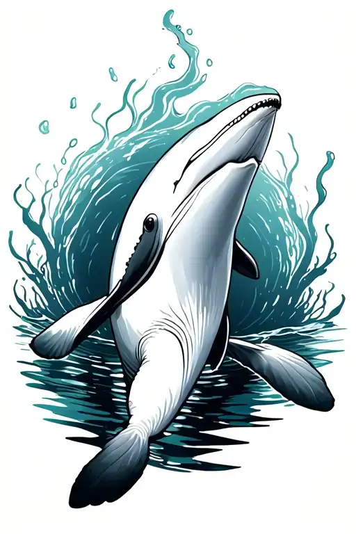 beluga whale swimming tattoo design idea
