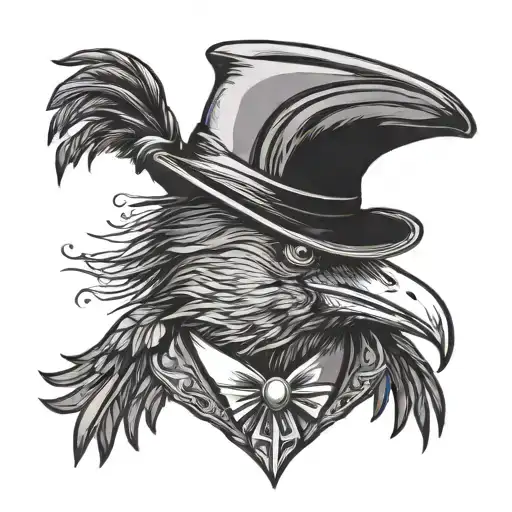 crow with a magician hat tattoo design idea