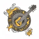 A classic vinyl record with subtle flames etched into the grooves, symbolizing the timeless and en tattoo design idea