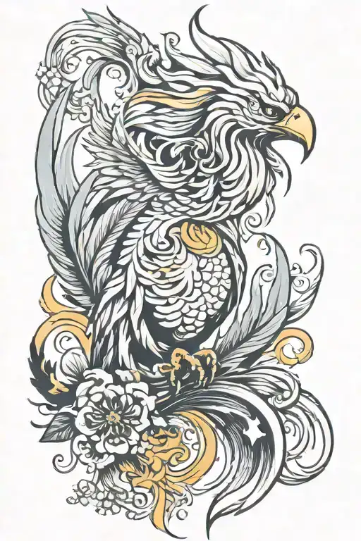 rebirth fire phoenix tattoo design idea