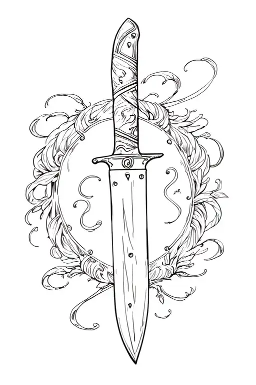 punchy western knife tattoo design idea
