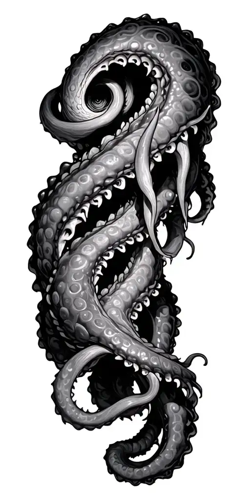Kraken tentacle wrapped tattoo design idea