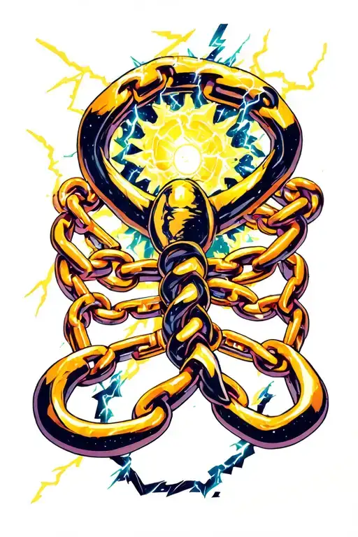 cancer zodiac sign combined with kurapika's chain and killua's lightning tattoo design idea