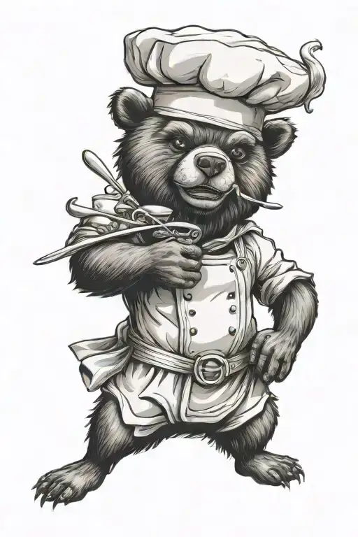 Bear chef tattoo design idea