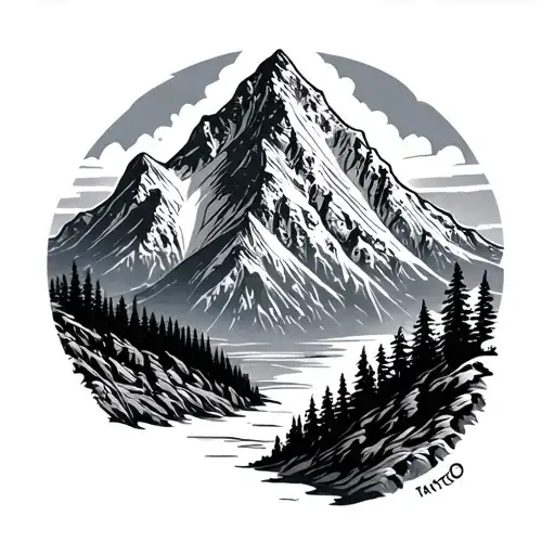 longs peak mountain tattoo design idea