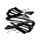 aurora ribbons flowing, artistic soundwaves , backround vortex forming to dna  tattoo design idea