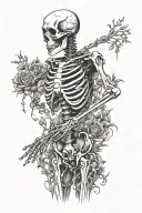 Standing skeleton, full body skeleton tattoo design idea