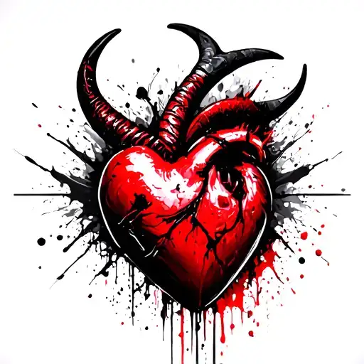 number 22, heart, capricon horn skull tattoo design idea