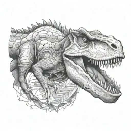trex mouth closed tattoo design idea