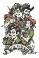Peter pan and captain hook tattoo design idea