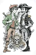 Peter pan and captain hook tattoo design idea