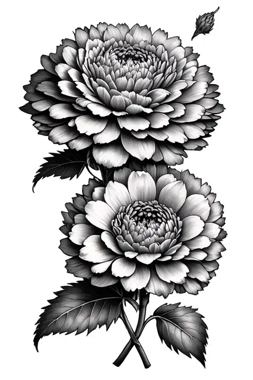 carnation and chrysanthemum tangled together Sun tattoo design idea