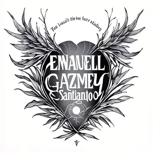 The name in fine and beautiful delicate lyrics: Emmanuel Gazmey Santiago tattoo design idea