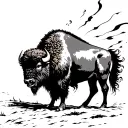 bison in storm wind blowing tattoo design idea