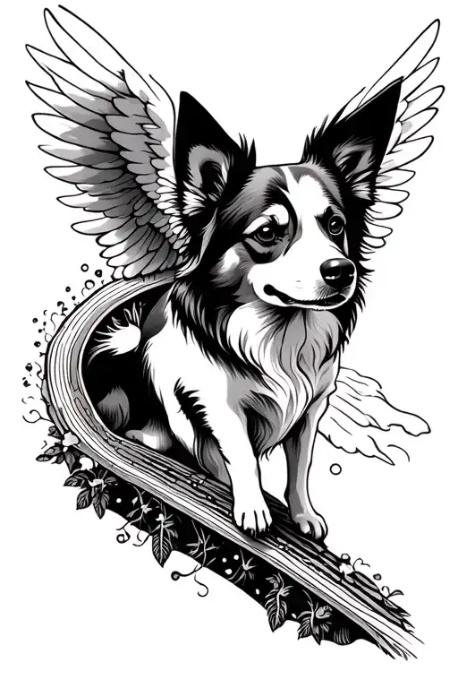 dog and rainbow bridge to heaven something angelic something tattoo design idea